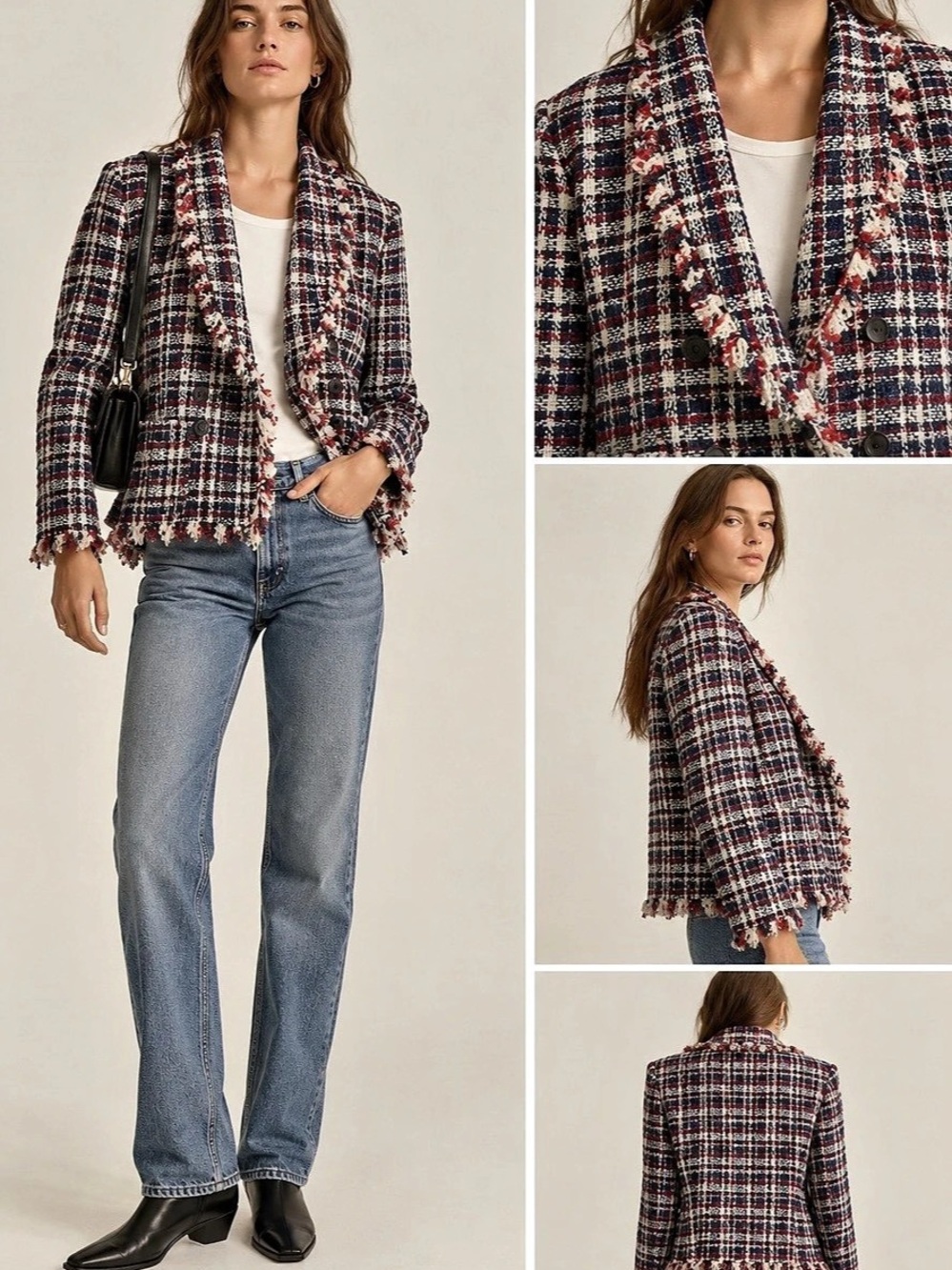 Isabel Marant Plaid Tweed Blazer in Blue & Red Size Small 36